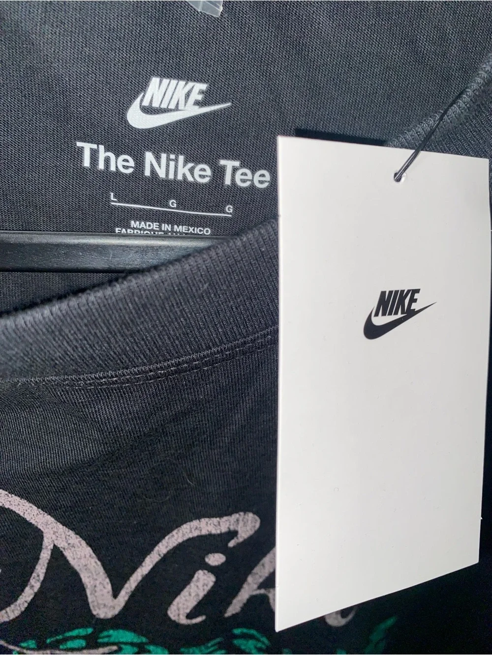 Nike Black Short-Sleeve Racquet Club Graphic Tee with Teal and Pink Accents